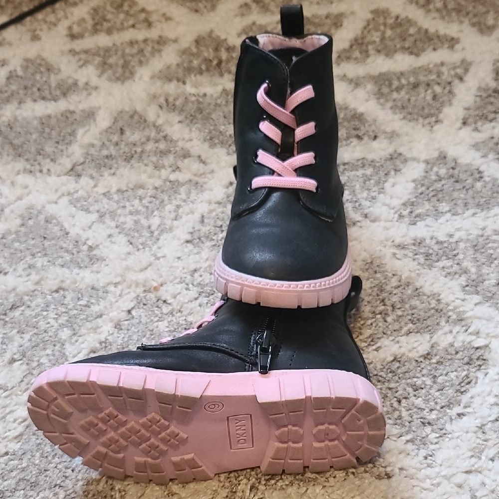 2 for $50 - DKNY Girls Toddler Size 9 Black & Pink High Top Casual Boots